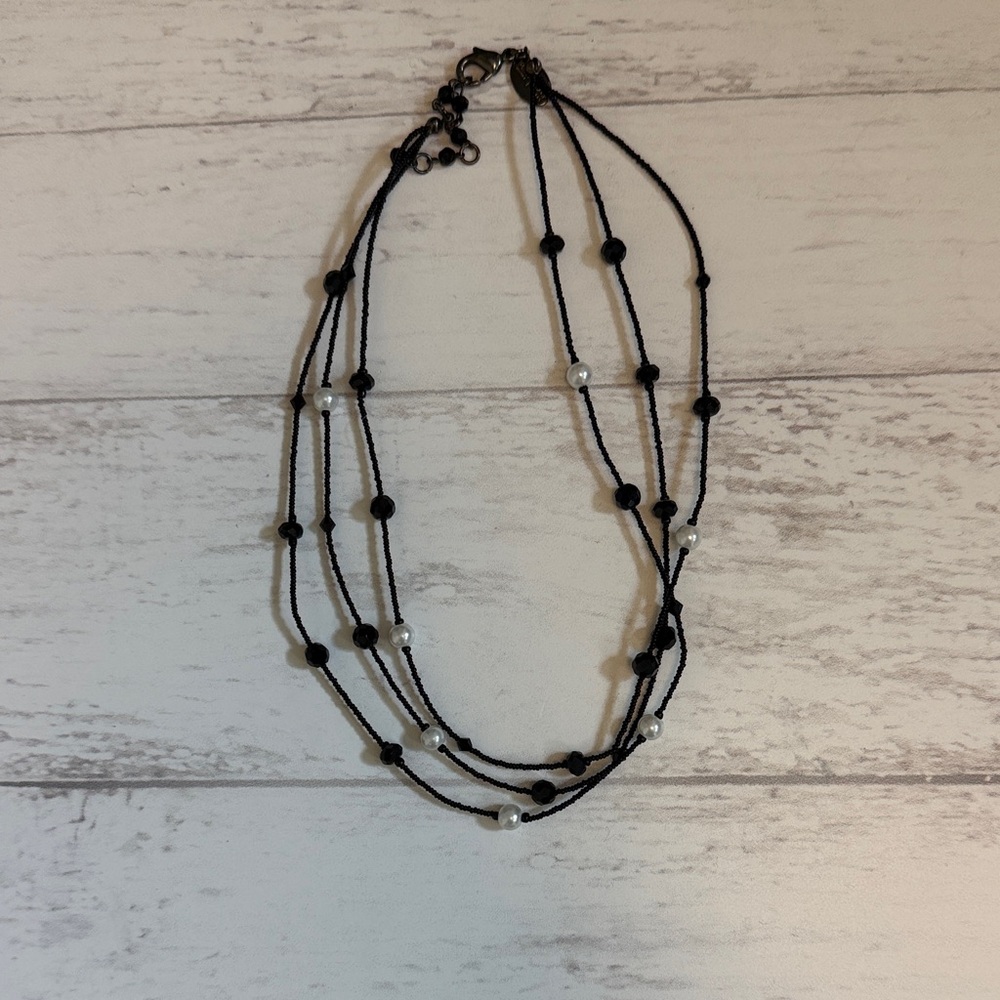 Elegant Black and White Beaded Necklace